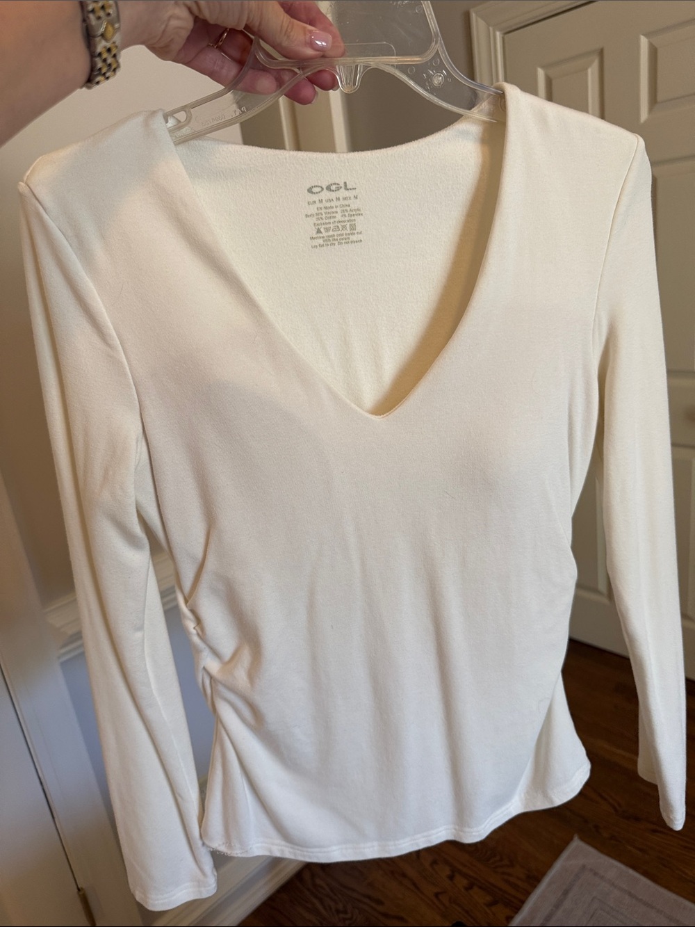 OGL Cream V-Neck Long Sleeve Brami Tee
